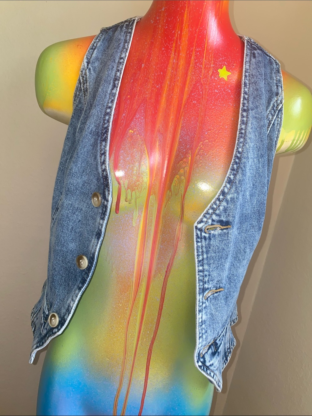 Vintage Blue Denim Vest | Free Spirit Hippie Boho  OutLaw Western Chic - Picture 9 of 9